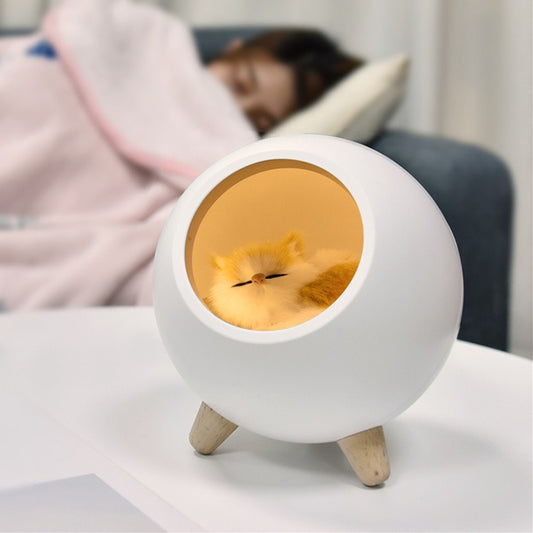Lámpara de Noche con Diseño de Nido de Gato de Dibujos Animados y Carga USB para Niños
