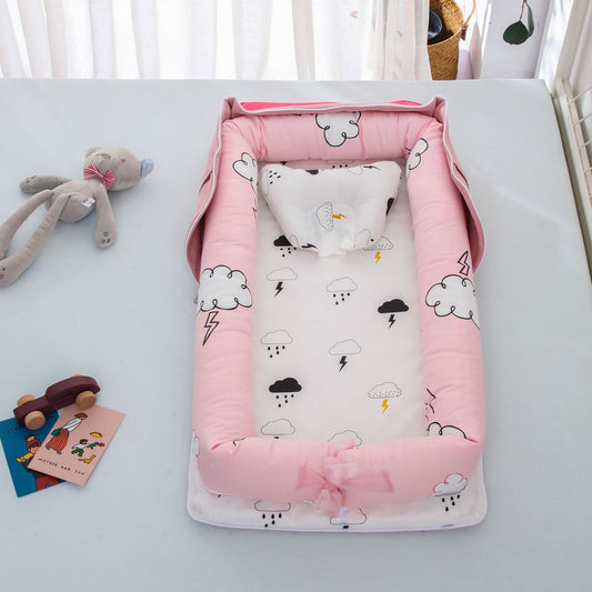 Cama Portátil y Plegable para Bebé en Material de Algodón