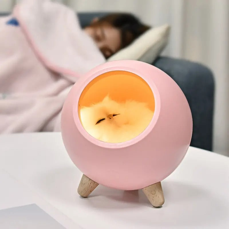 Lámpara de Noche con Diseño de Nido de Gato de Dibujos Animados y Carga USB para Niños
