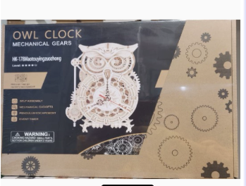 Reloj Mecánico 3D de Madera Estilo Búho – Rompecabezas DIY y Decoración