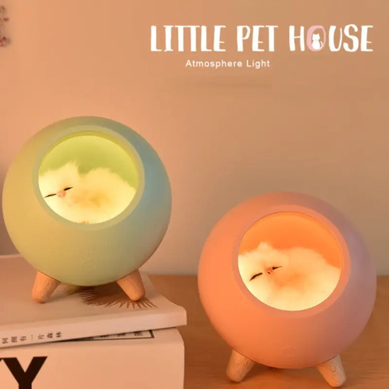 Lámpara de Noche con Diseño de Nido de Gato de Dibujos Animados y Carga USB para Niños