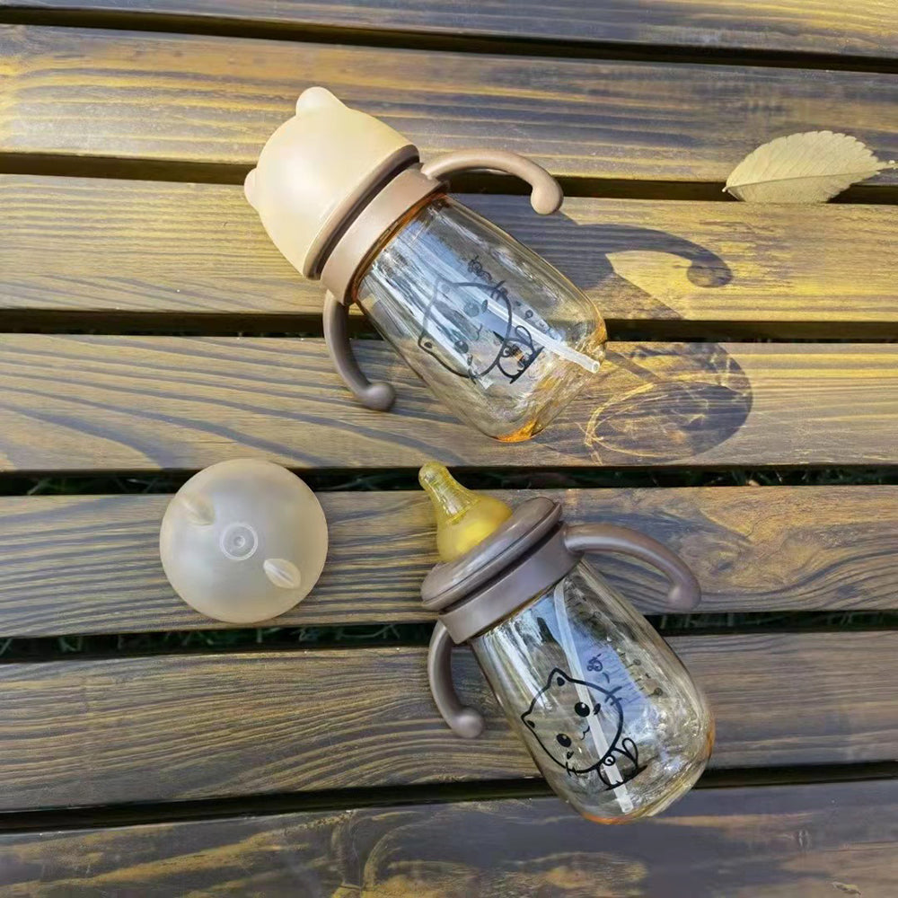 Biberón de Calibre Ancho con Doble Asa y Portátil para Bebé