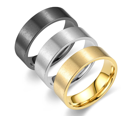 Anillo de Acero de Titanio Mate con Diseño de Moda Simple