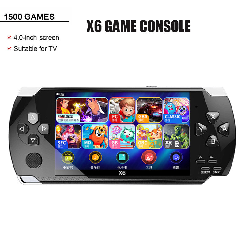 Consola de Juegos Portátil Retro X6 de 4.0 Pulgadas con 1500 Juegos