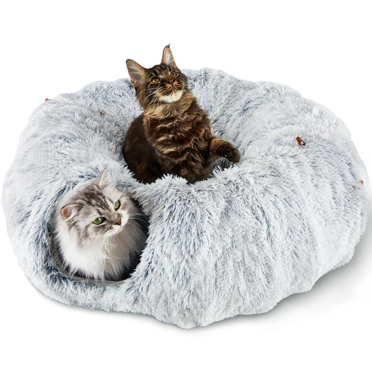 Cama Túnel Redonda Tipo Dona y Cueva para Gatos de Interiores