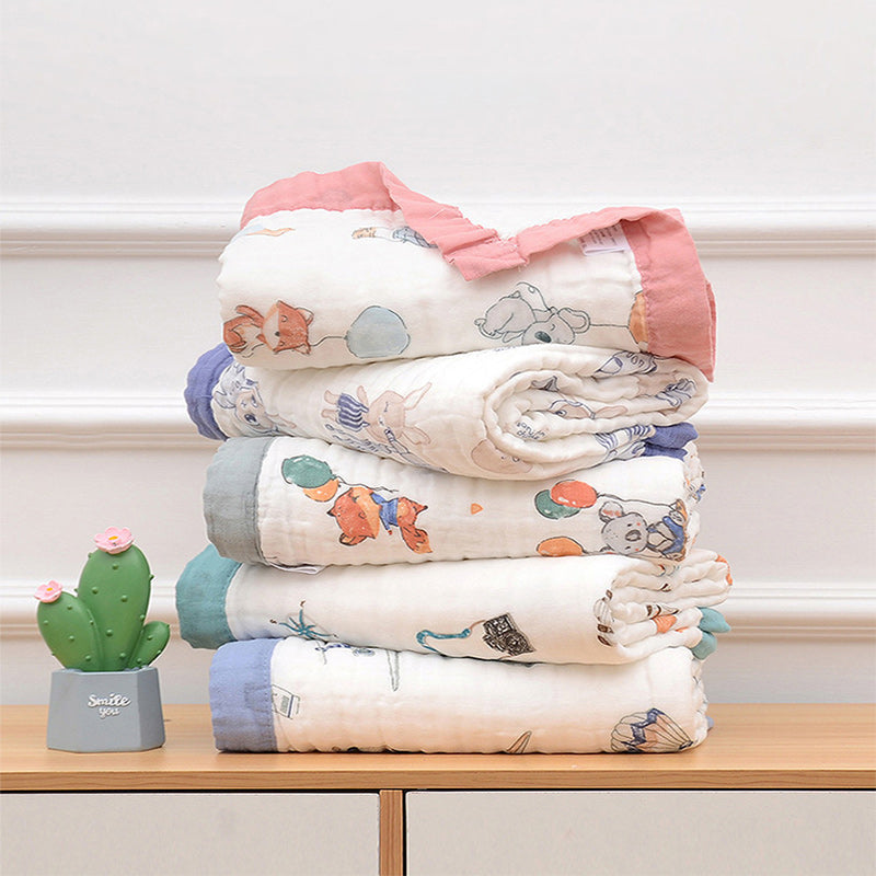 Cobija de Algodón Muselina Suave con Estampado Infantil