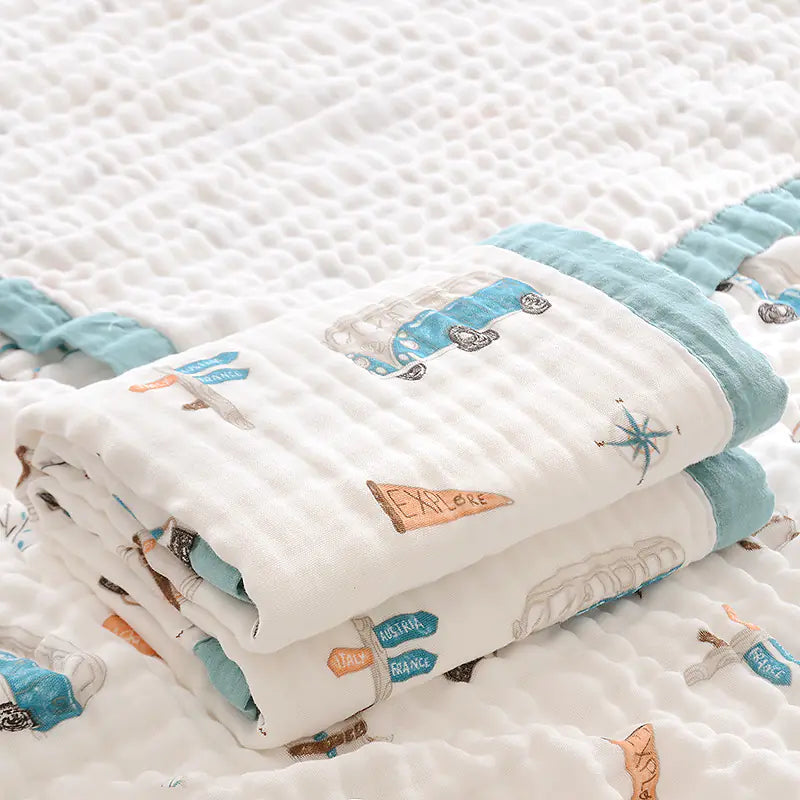Cobija de Algodón Muselina Suave con Estampado Infantil