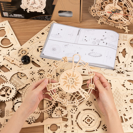 Reloj Mecánico 3D de Madera Estilo Búho – Rompecabezas DIY y Decoración