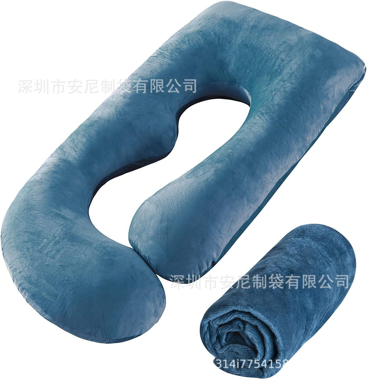 Almohada de Embarazo en Forma de J con Funda de Terciopelo Cristal