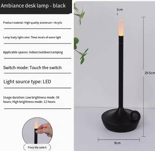 Lámpara de Mesa LED Estilo Vela Vintage y Minimalista Moderna