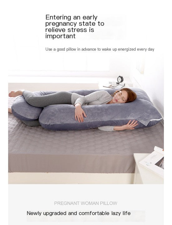 Almohada de Embarazo en Forma de J con Funda de Terciopelo Cristal