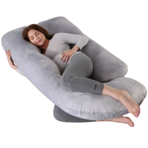 Almohada de Embarazo en Forma de J con Funda de Terciopelo Cristal