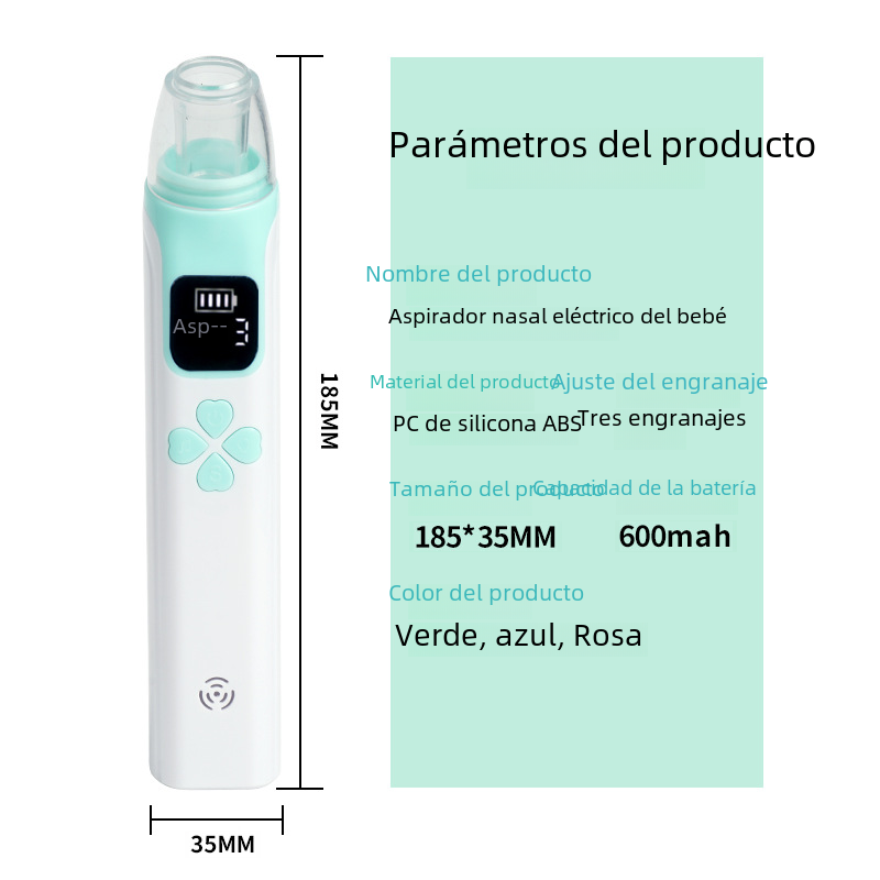 Aspirador Nasal Eléctrico para Infantes con Punta de Silicona Suave