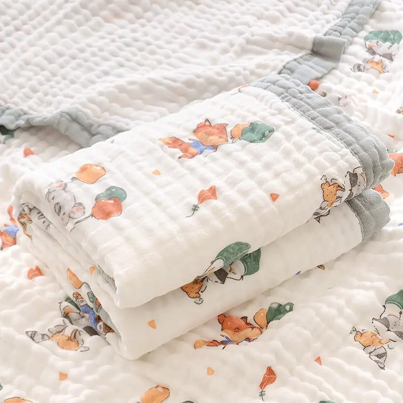Cobija de Algodón Muselina Suave con Estampado Infantil