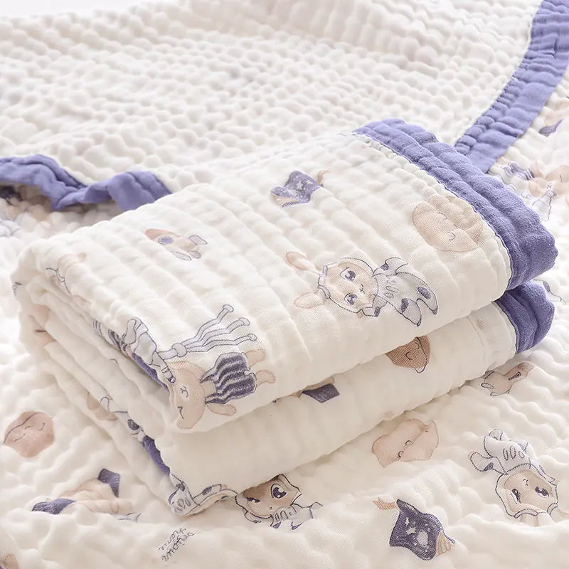 Cobija de Algodón Muselina Suave con Estampado Infantil