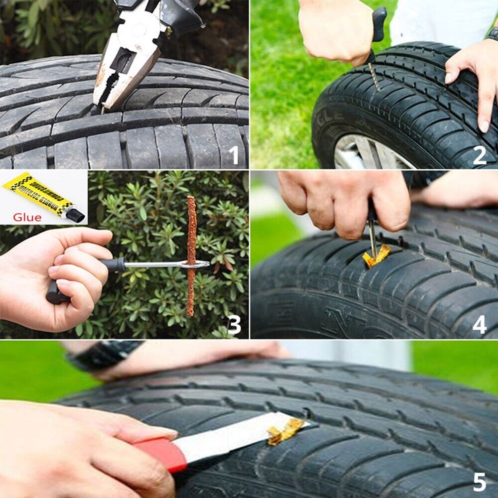 Kit de Reparación de Llantas de 68 Piezas para Auto, Moto y Camioneta