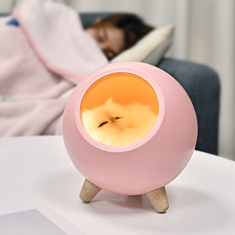 Lámpara de Noche con Diseño de Nido de Gato de Dibujos Animados y Carga USB para Niños